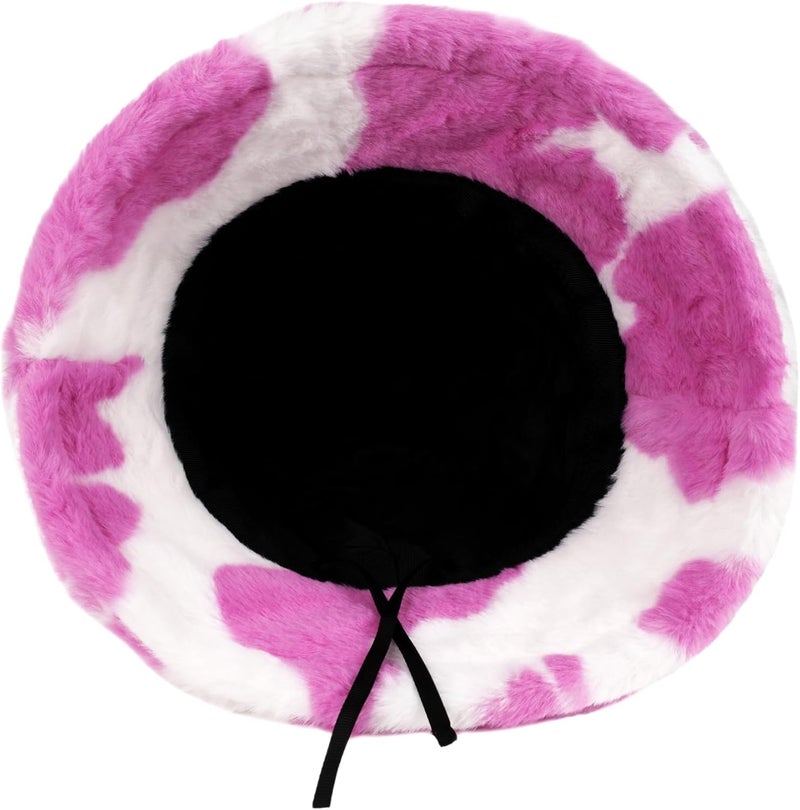 Umeepar Winter Faux Fur Fuzzy Bucket Hat Fluffy Warm Hat for Women Men - Image 3